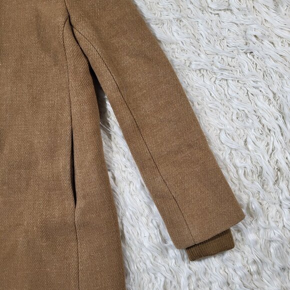 J.Crew Coat Womens 0 Lodge Italian Wool Camel Heather‎ Acorn Zip Up Coat #K0896 - Picture 4 of 16